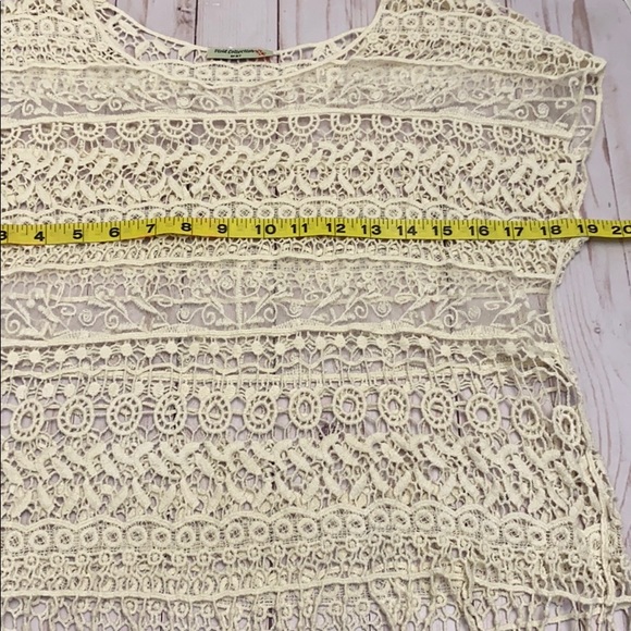 Cream Crochet Open Knit Sheer Blouse - Picture 7 of 14